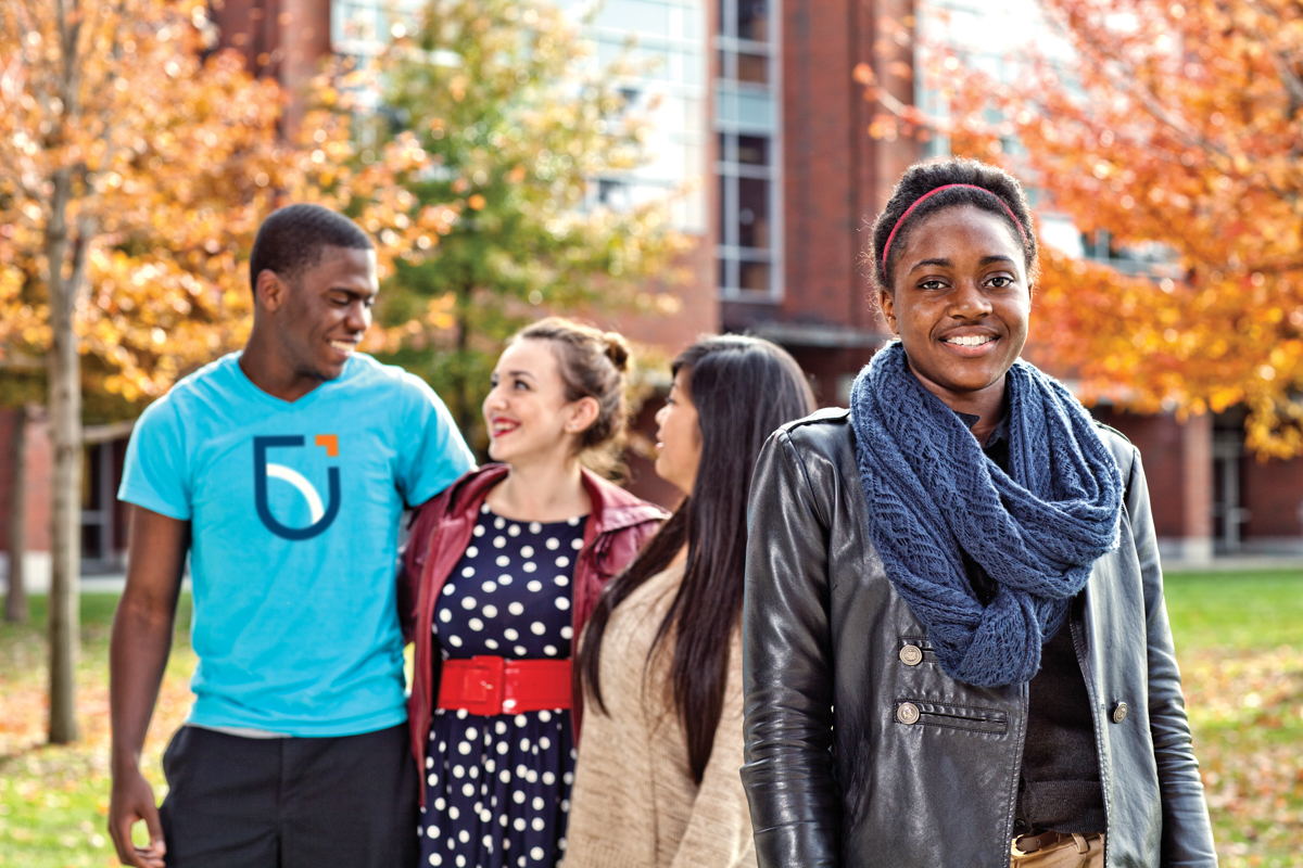 Students hanging out at the Polonsky commons