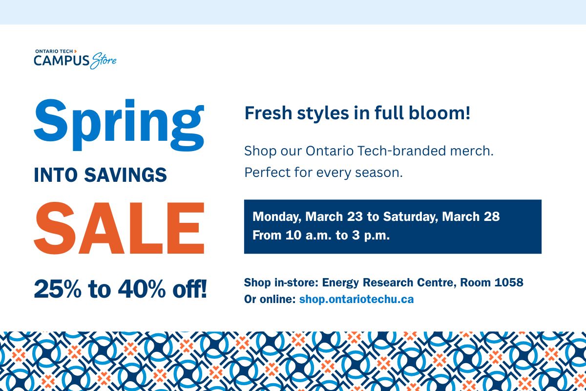 Poster promoting the Campus Store's Spring Into Savings Sale