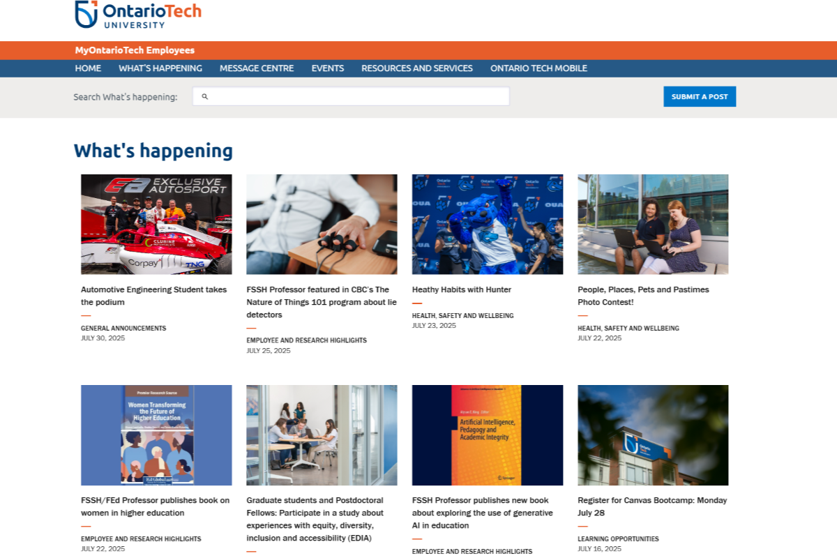 Image of the MyOntarioTech website
