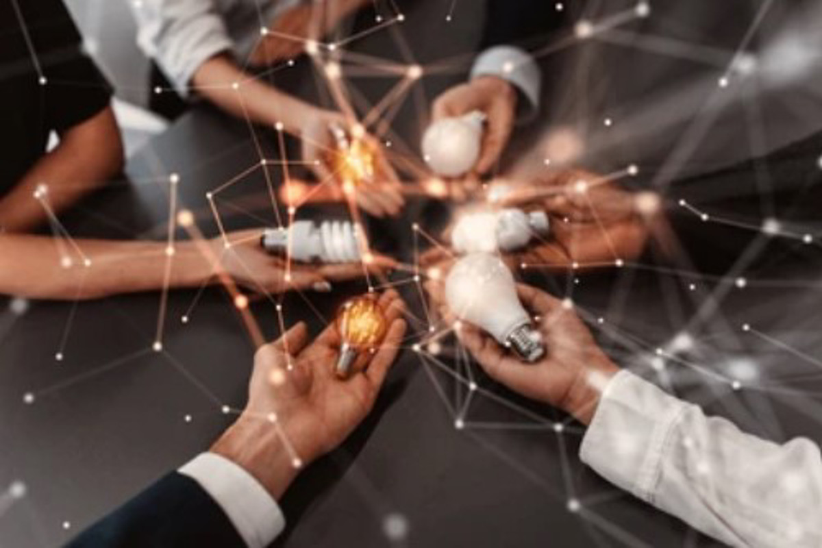 Image depicts sharing, ideas, and networking