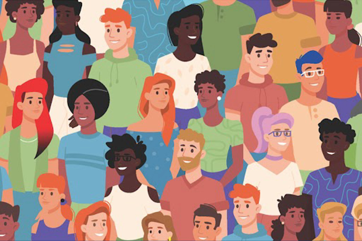 Group of diverse cartoon people 