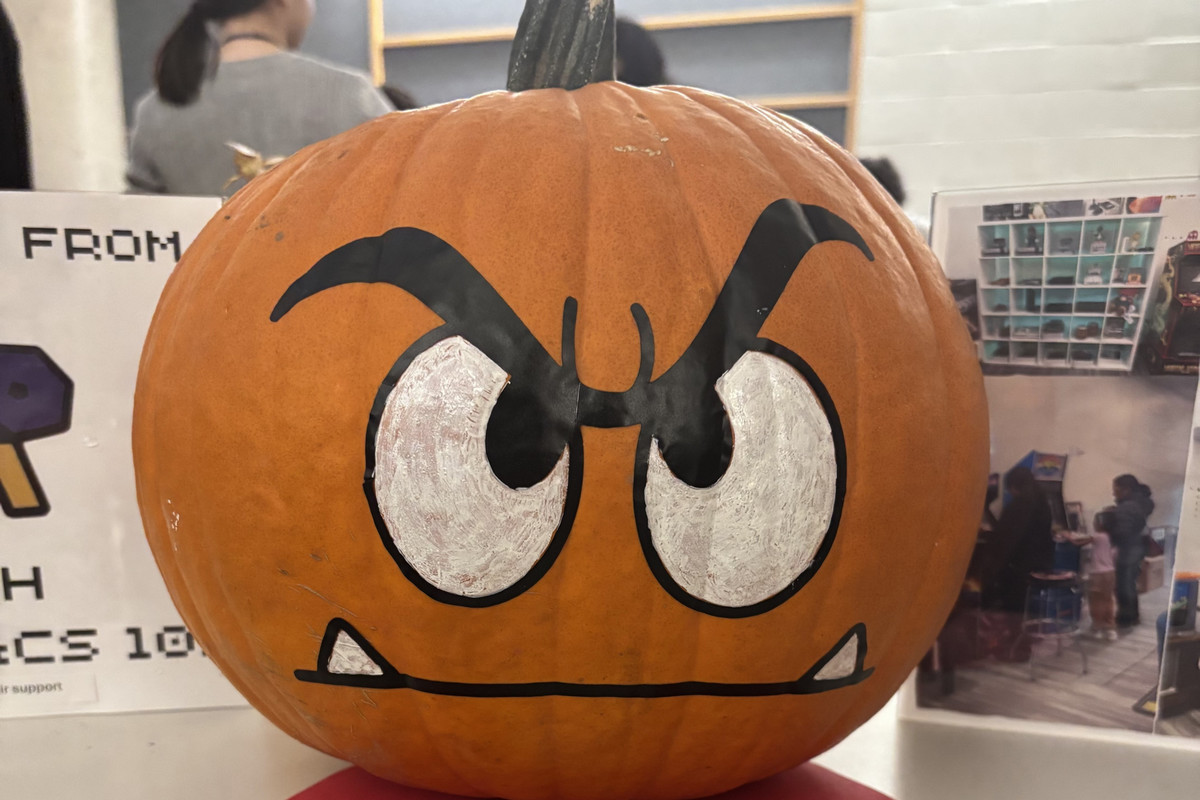 Pumpkin painted like a Goomba