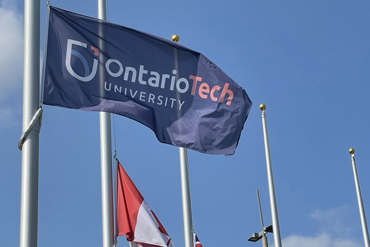 Lowered Ontario Tech flag